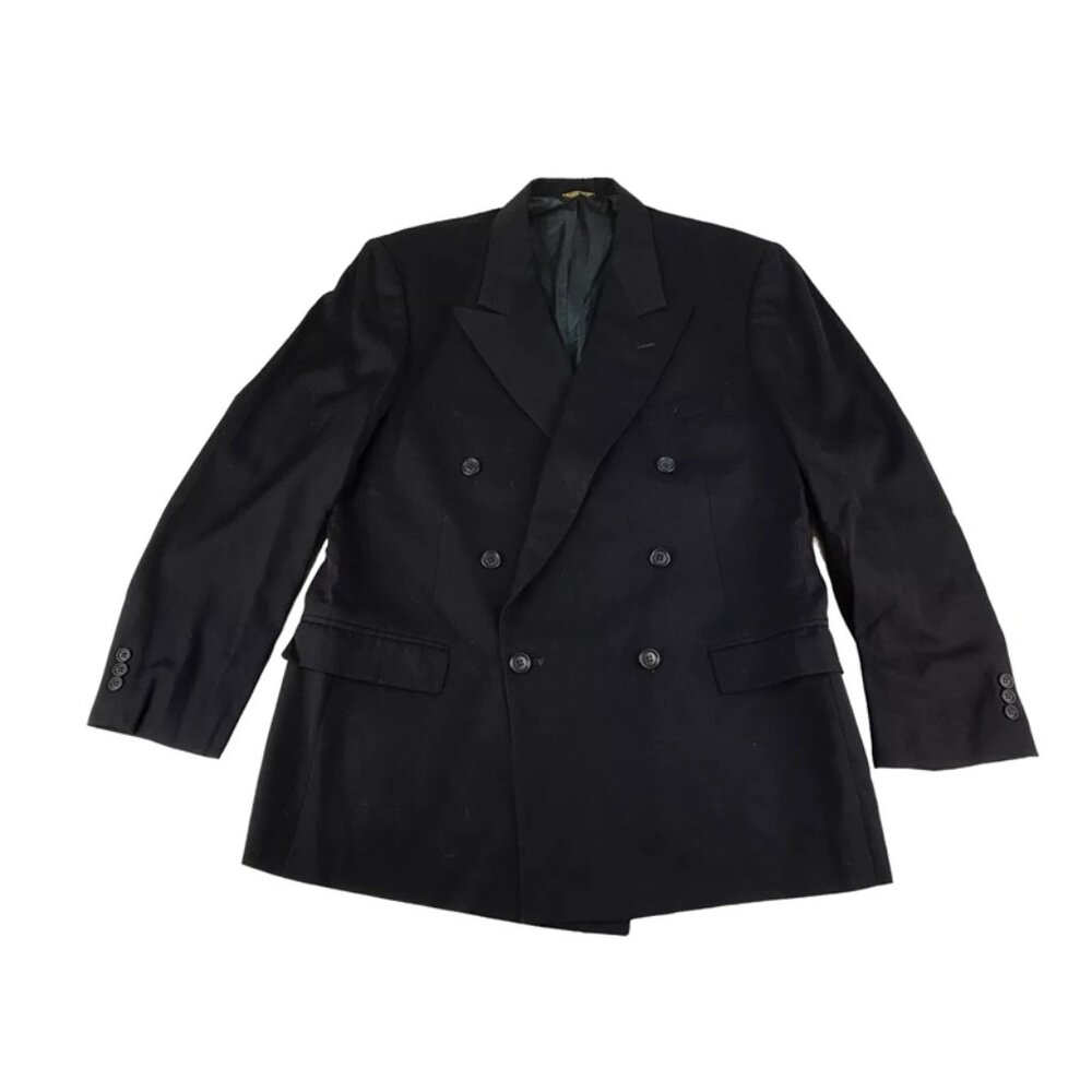 Nino‎ Cerruti Mens Black Double Breasted 6-Button Blazer Jacket Size L